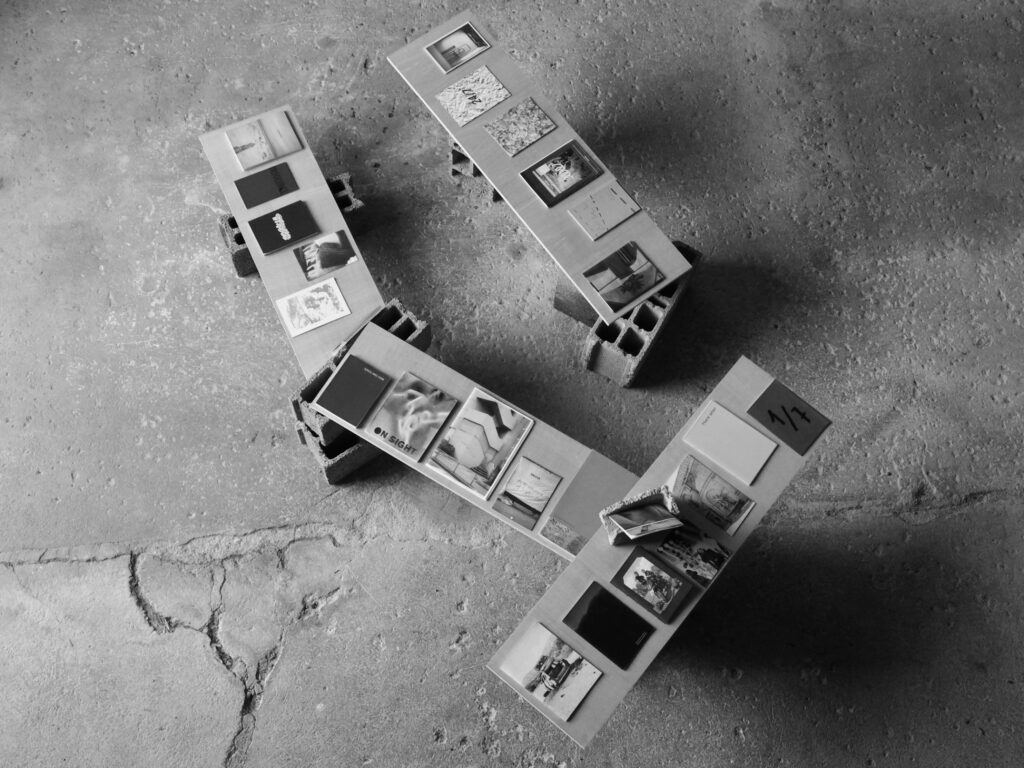 Détail d’une exposition de Zines Of The Zone à l’Atelier01 de la Forge Moderne, Pau, juin 2025, © Julie Hascoët