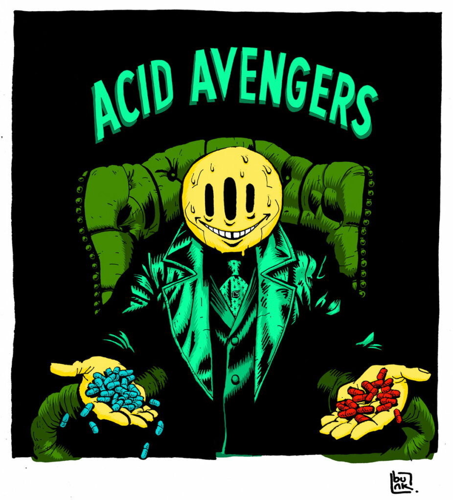 AAR034 - Bloody Mary & Human Rebellion x HR101 - Acid Avengers 034, artwork © Bunk.
